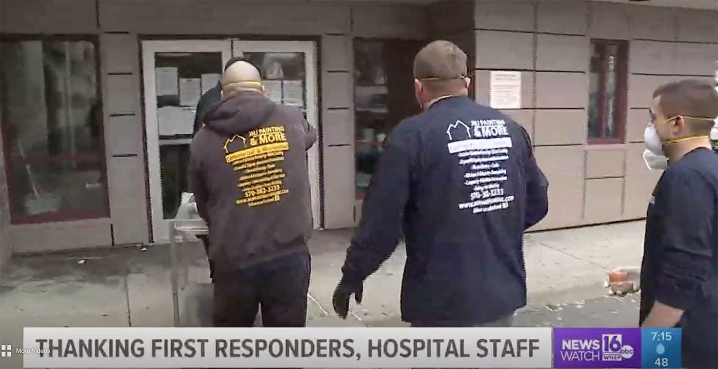 thanking first responders during covid, bringing food to hospitals